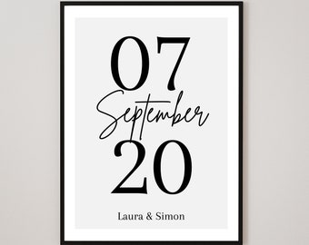 Personalisiertes Poster Paare mit Namen + Datum | Personalisiertes Poster Vornamen | Poster Jahrestag | Personalisiertes Poster Hochzeitstag