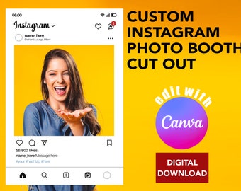 Instagram Photo Booth Prop 24”x36” Social Media Cutout Photo Booth Selfie Frame Customized Event Frame Prop Instagram Birthday Event Decor