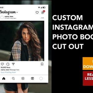 Instagram Photo Booth Prop 24”x36” Social Media Cutout Photo Booth Selfie Frame Customized Event Frame Prop Instagram Birthday Event Decor