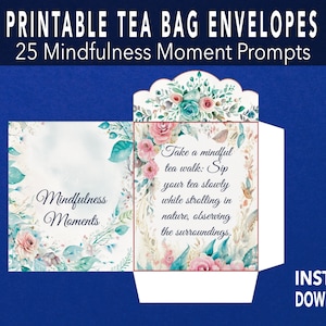 Idée de cadeau d'anniversaire pour les amateurs de thé Cadeau réfléchi pour son moment de pleine conscience Enveloppe de sachet de thé imprimable pour Tea Party Favor Idée cadeau unique