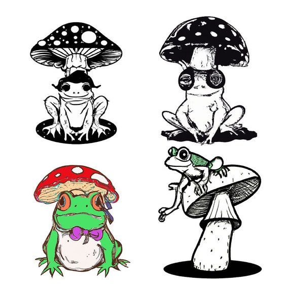Frog and Mushroom Tattoo Templates Personalized Simple - Etsy Frog and Mushroom Tattoo Templates Personalized Simple - Etsy
