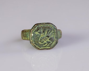 Anillo de sello de bronce romano - “Aelia” (siglos II-III d. C.) – EU 51 / US 5.5