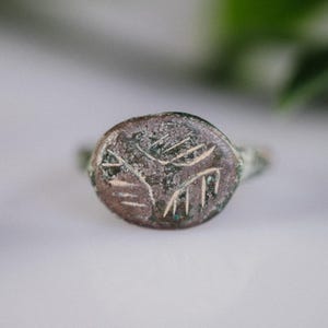 Medieval Bronze Ring &#39;Vernax&#39; – 9th–12th Century with Geometric Engraved Bezel, Early Medieval Ring