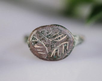 Medieval Bronze Ring &#39;Vernax&#39; – 9th–12th Century with Geometric Engraved Bezel, Early Medieval Ring