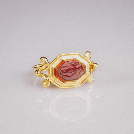 Roman Gold Intaglio Ring 'Minerva' (2Nd-3Rd Ce) Eu 61|Us 8.75