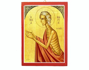 Handmade Saint Mary of Egypt Greek Orthodox Icon, small Christian faith Gift, nameday spiritual gift, Byzantine art