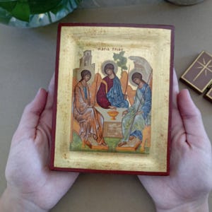 Orthodox Holy Trinity Icon: Byzantine Christian Home Decor, Wedding Baptism Gift