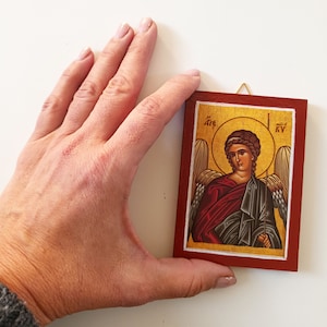 Handmade Greek Guardian Angel Icon: Small Orthodox Christian Gift
