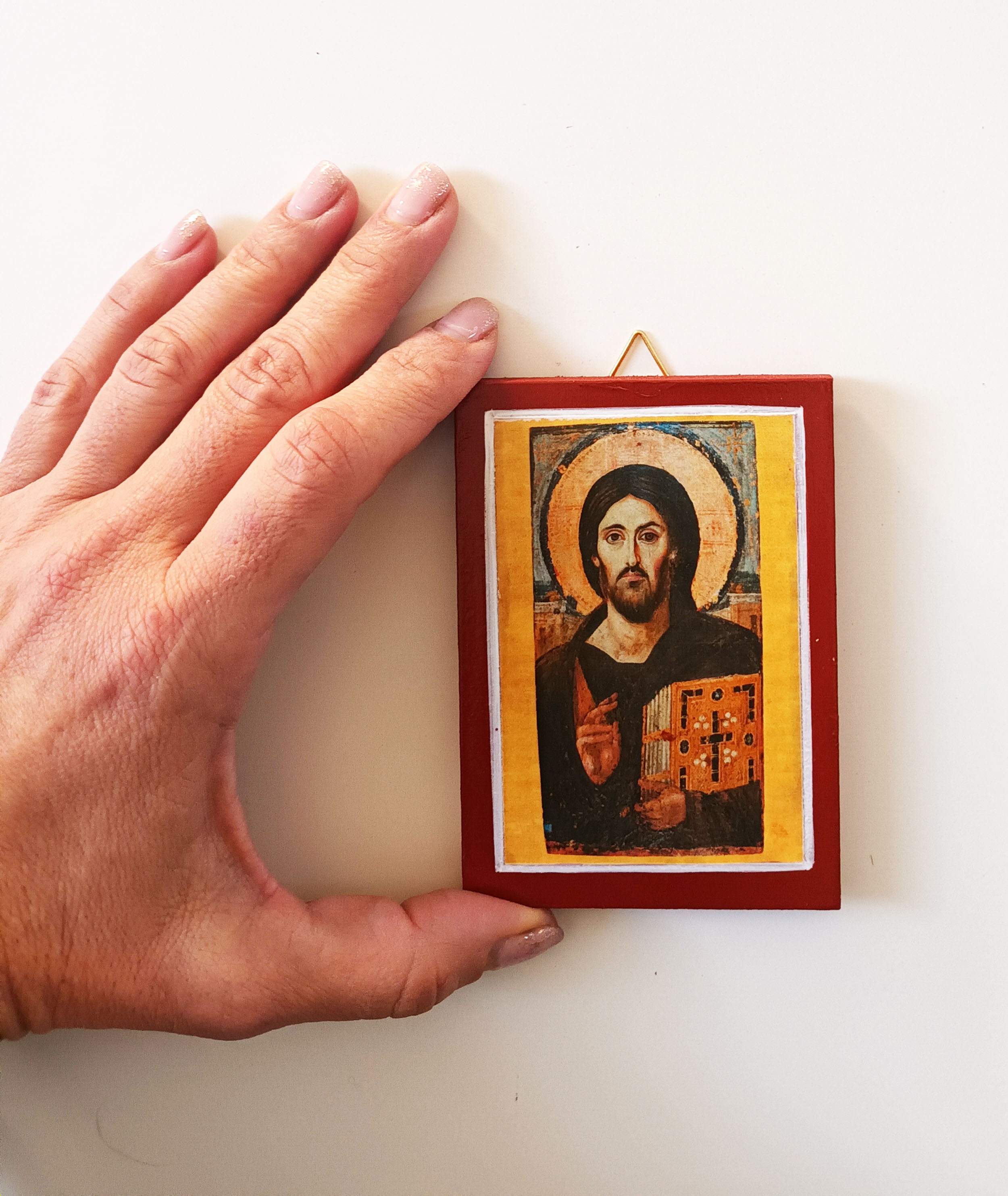 アンティーク宗教画　イコン　全能者ハリストス　パントクラトール　骨董品 アンティーク宗教画 イコン 全能者ハリストス パントクラトール
