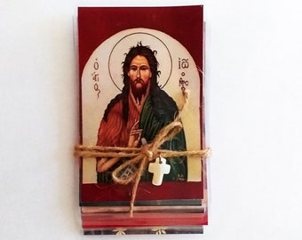 Laminated Orthodox Saints Cards: Greek Holy Icons, Church School (20-Piece)