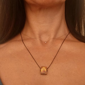 Handmade Wooden Icon Pendant Necklace: Religious Orthodox Gift