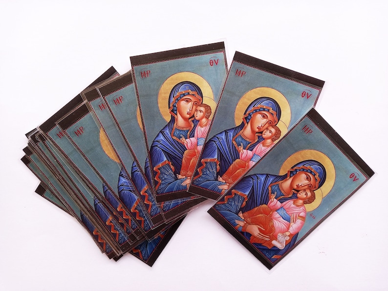 Religious Icon Card Virgin Mary and Jesus Laminated Orthodox Icon Cards - Set of 20 - Etsy