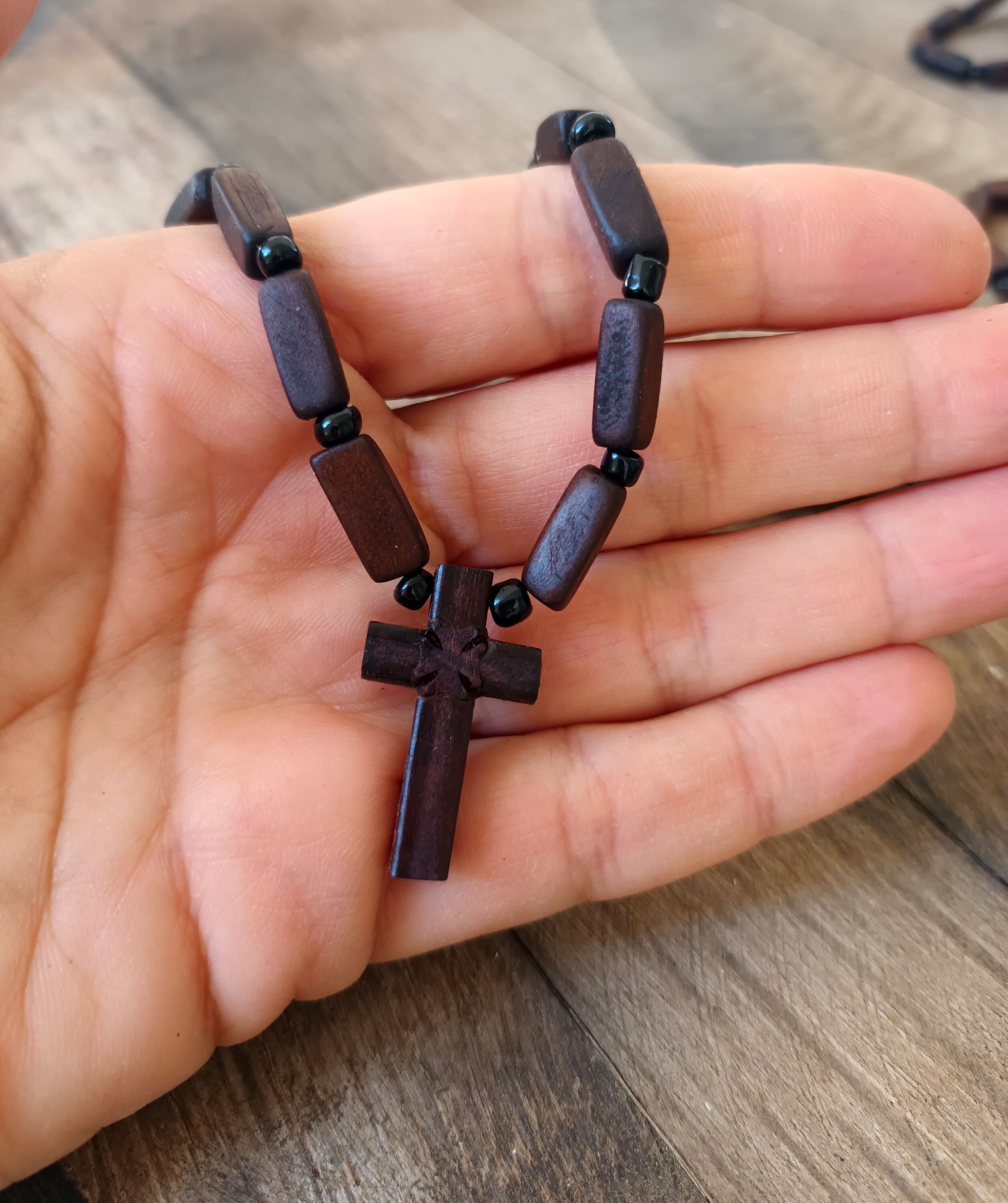 Large Wooden Cross Pendant Wood Cross Necklace Christian Etsy