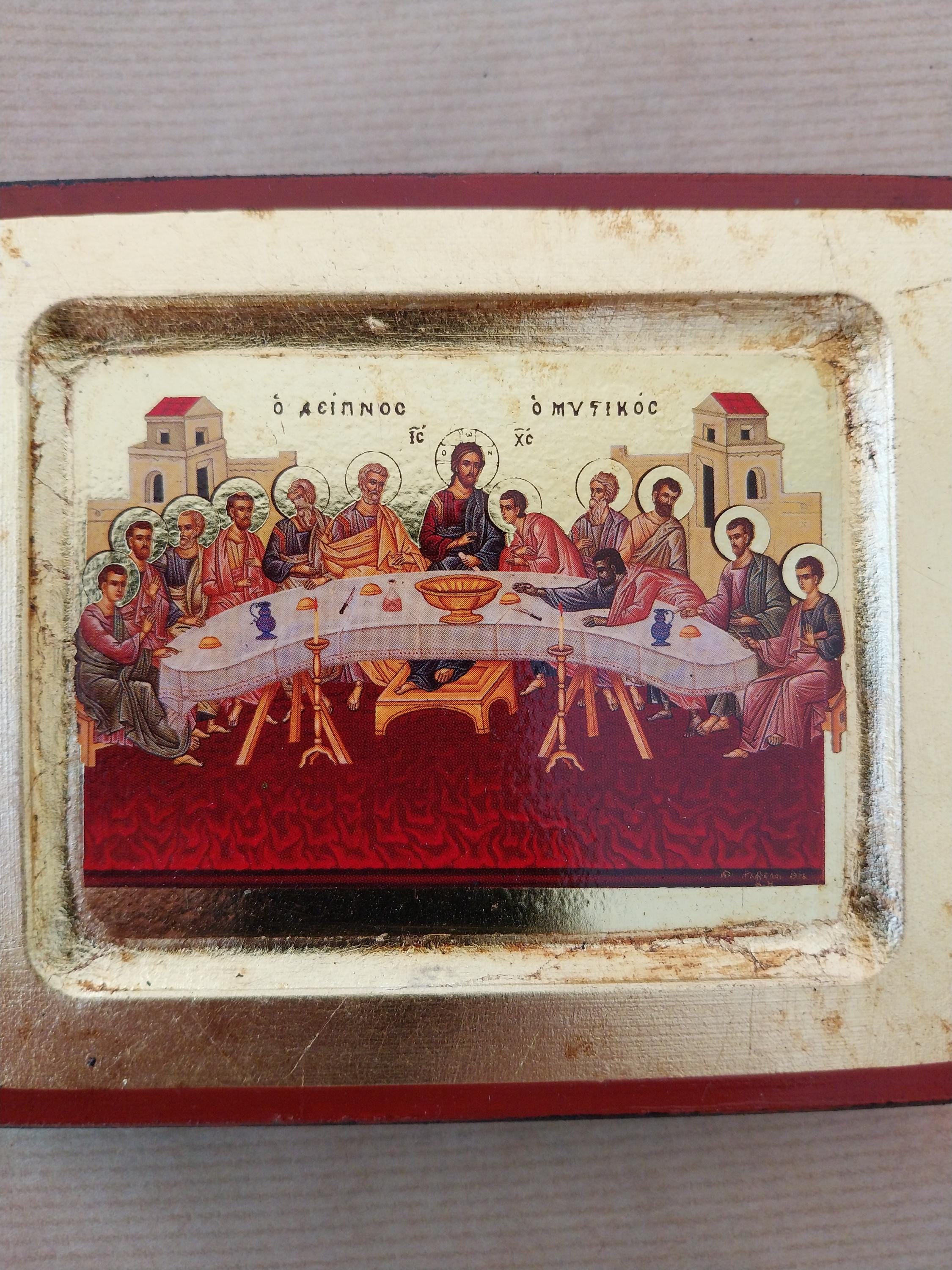 イコン 宗教画 正教会 ギリシャ 最後の晩餐 木製 【公式通販】