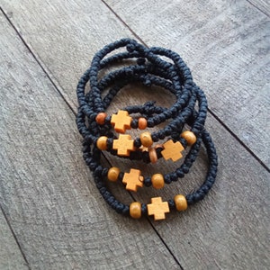 Handmade Komboskini Prayer Bracelet with Wooden Cross