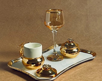 turkish coffee set, wine set, turkish coffee cup, wine glass, snack bowl, tray,Handmade glass cup,gift