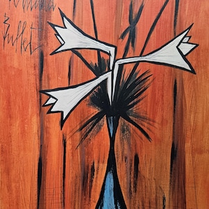 Dipinto a olio su carta firmato da Bernard Buffet, arte espressionista francese