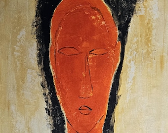 Amedeo Modigliani Signed Vintage Painting Italian Modernist Figurative Portrait Art