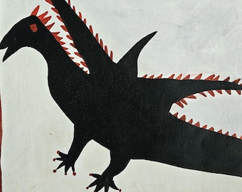 Mose Tolliver Signed Painting on Canvas American Folk Art