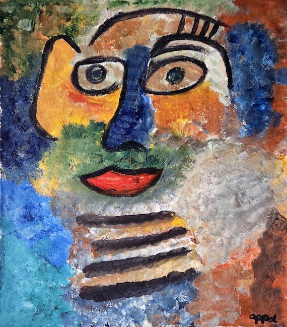 カレル・アペル サイン入りヴィンテージ絵画 オランダ抽象表現主義 