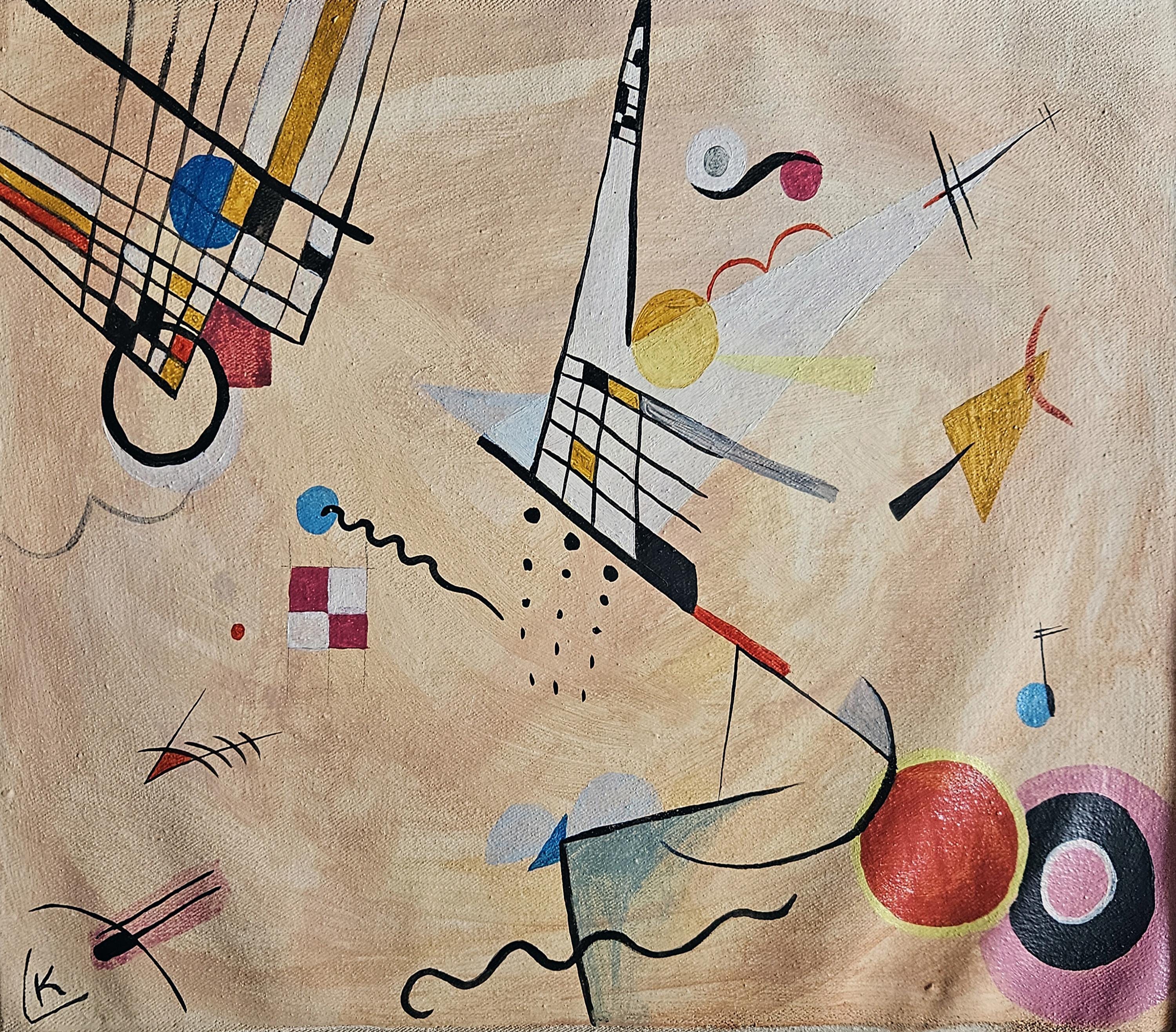 ワシリー・カンディンスキーのサイン入りヴィンテージ絵画 ロシア抽象