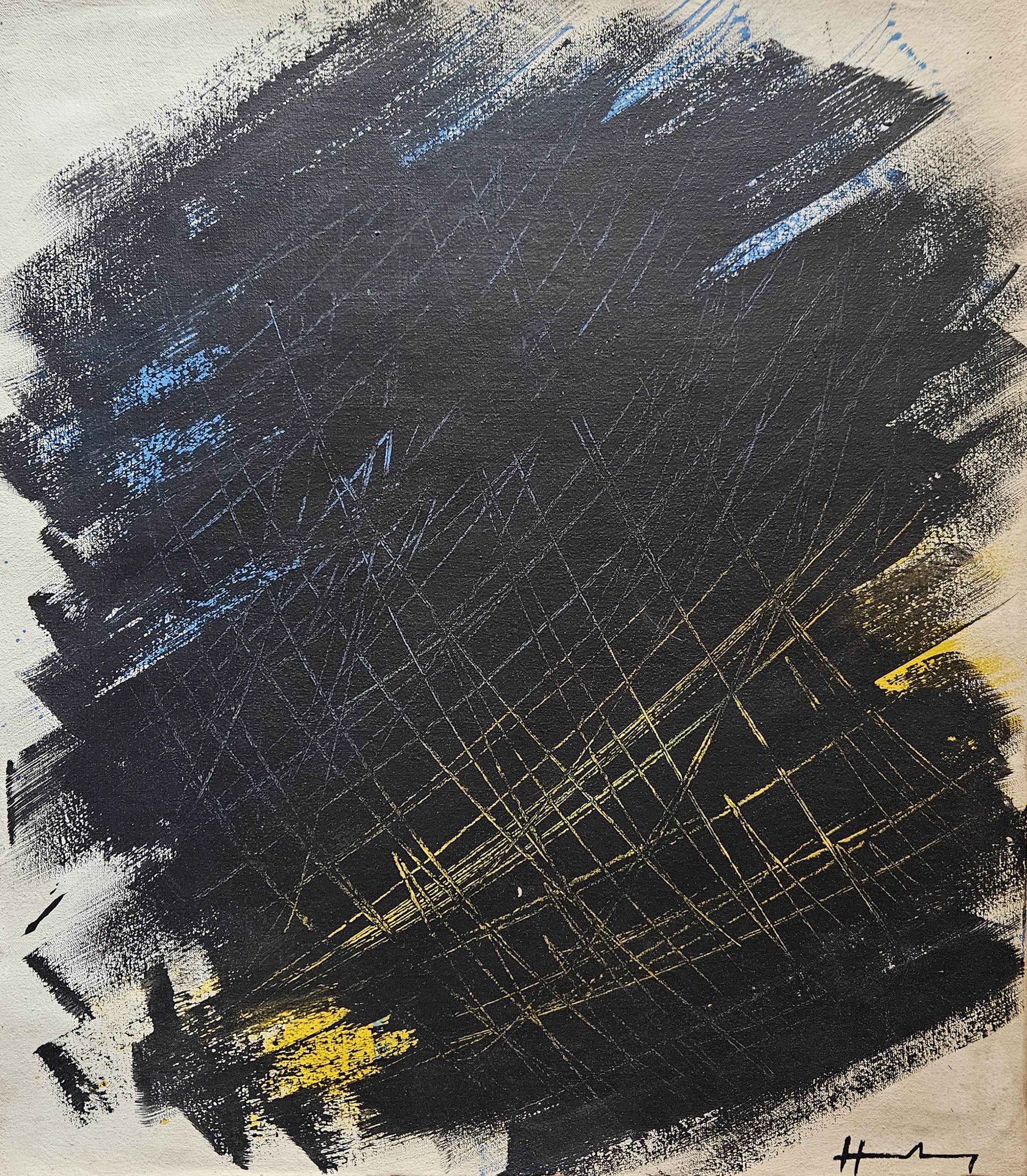 「夢」抽象表現主義 油彩画 サイン入り ハンス・ハルトゥング サイン入り ヴィンテージ 油絵 抽象表現主義