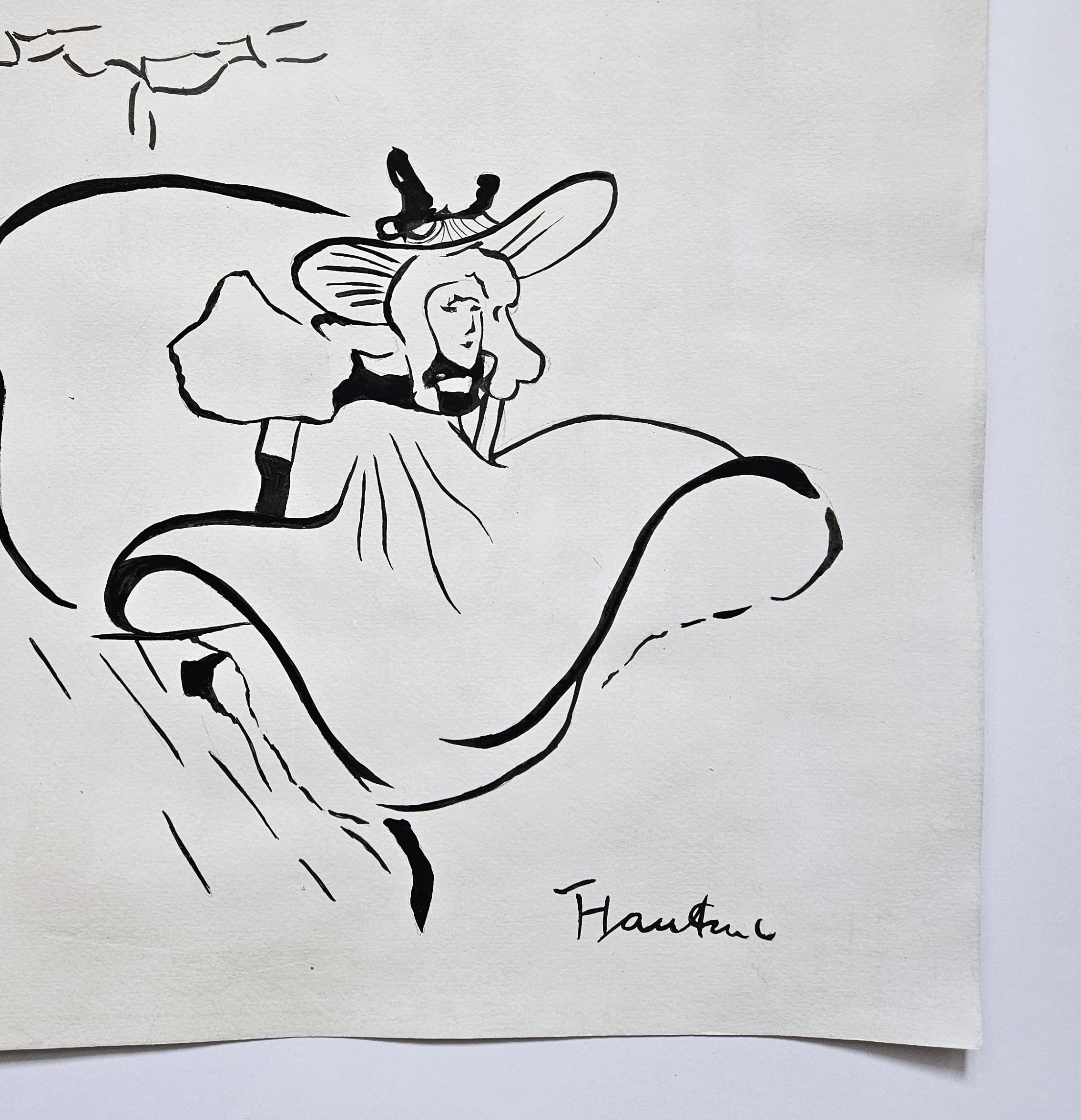 アンリ・ド・トゥールーズ＝ロートレック 署名入りデッサン フランスの 