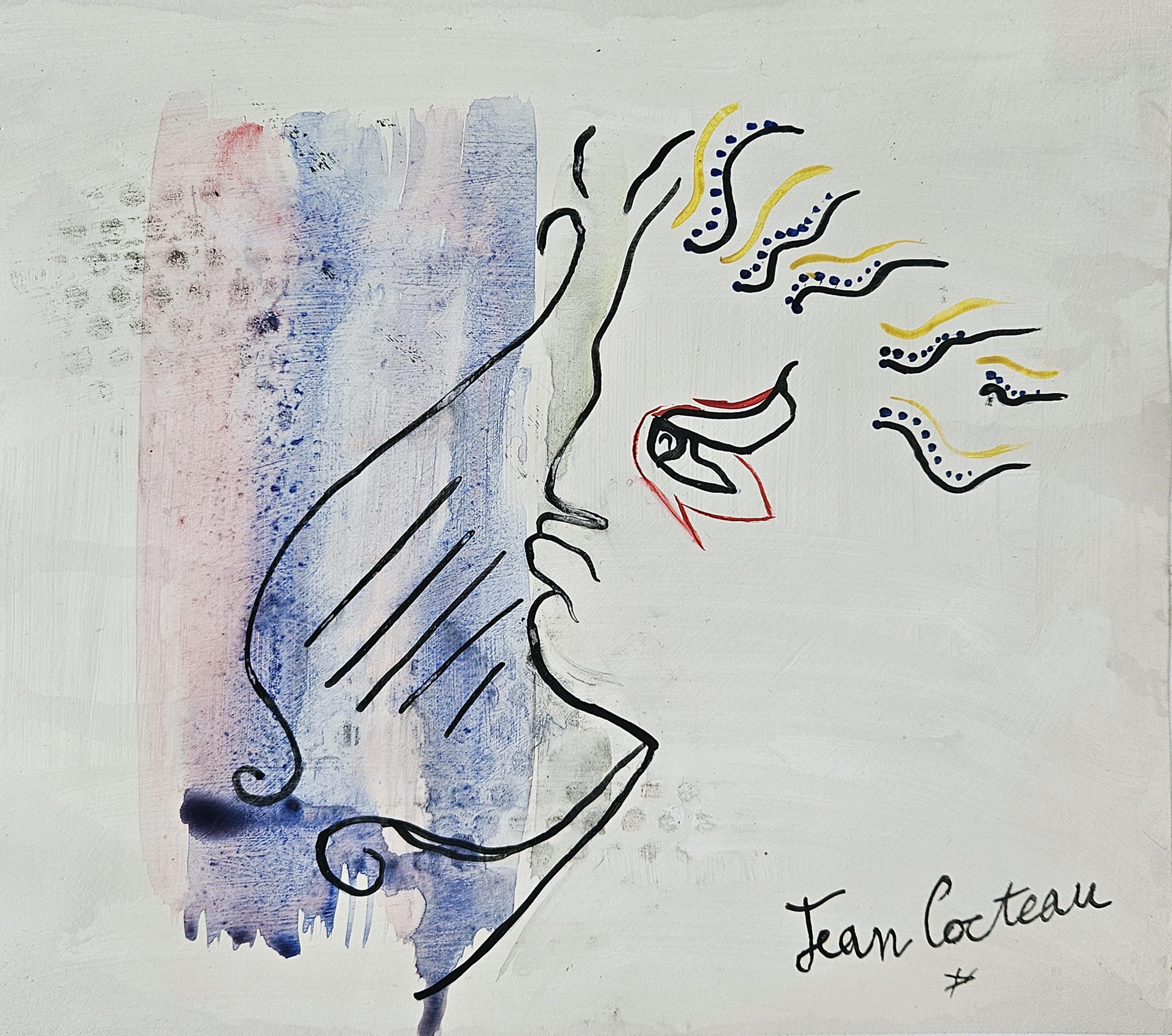 ジャン・コクトー サイン入り ヴィンテージ 紙絵 フランス近代