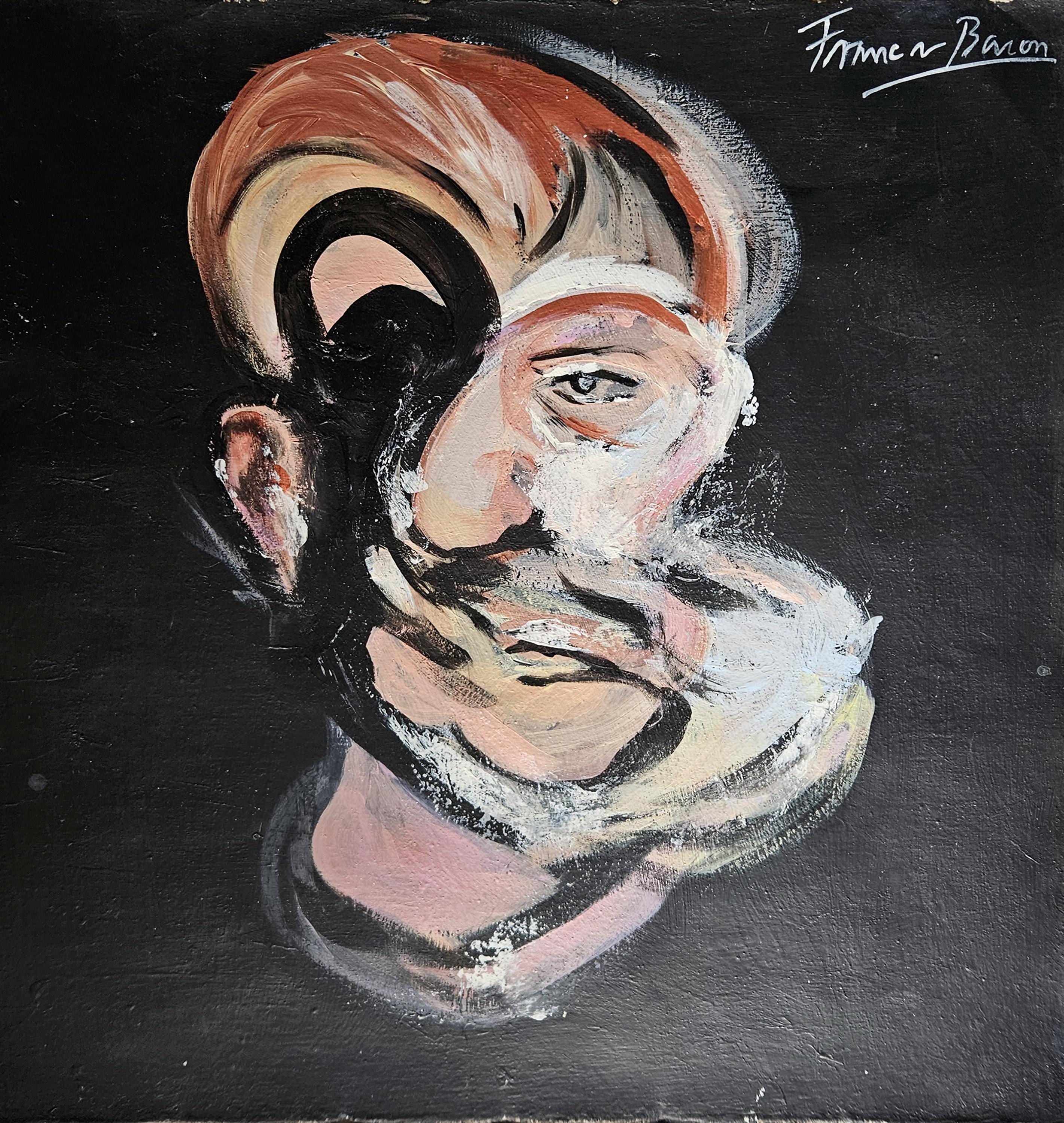 「夢」抽象表現主義 油彩画 サイン入り フランシス・ベーコン 直筆サイン入り油絵 抽象表現主義 イギリス美術
