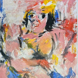 De Kooning firmato dipinto d'epoca tecnica mista astratto espressionismo olandese-americano arte