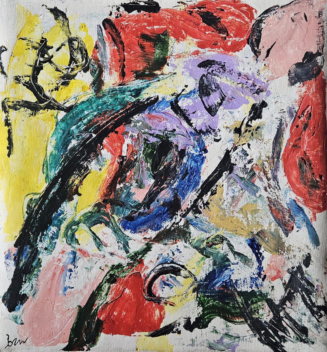 Asger Jorn Signed Vintage Painting Abstract Expressionist Danish Modern ...