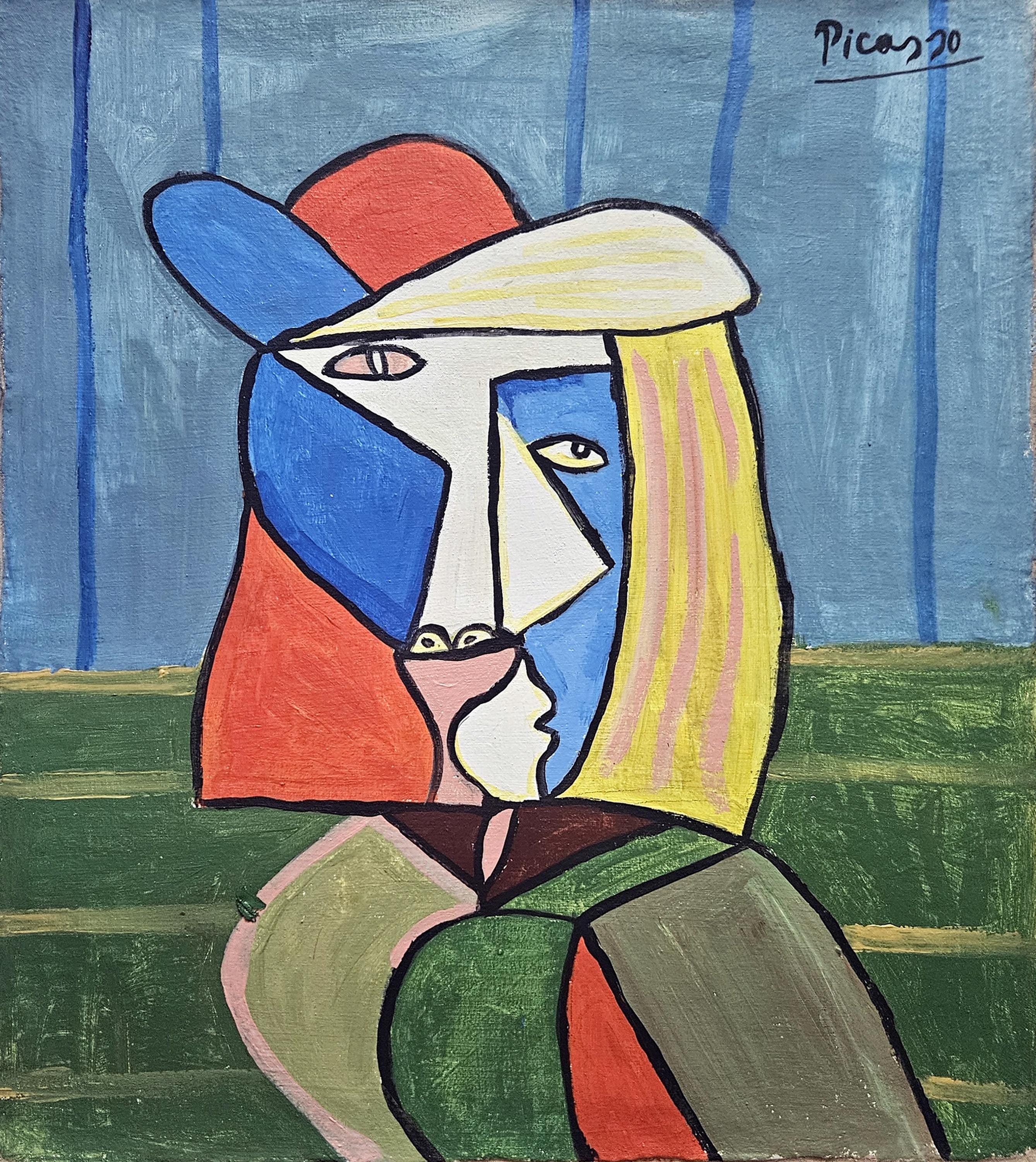 Picasso Signed Vintage Painting Cubism Abstract Picasso Signed Vintage Painting Cubism Abstract