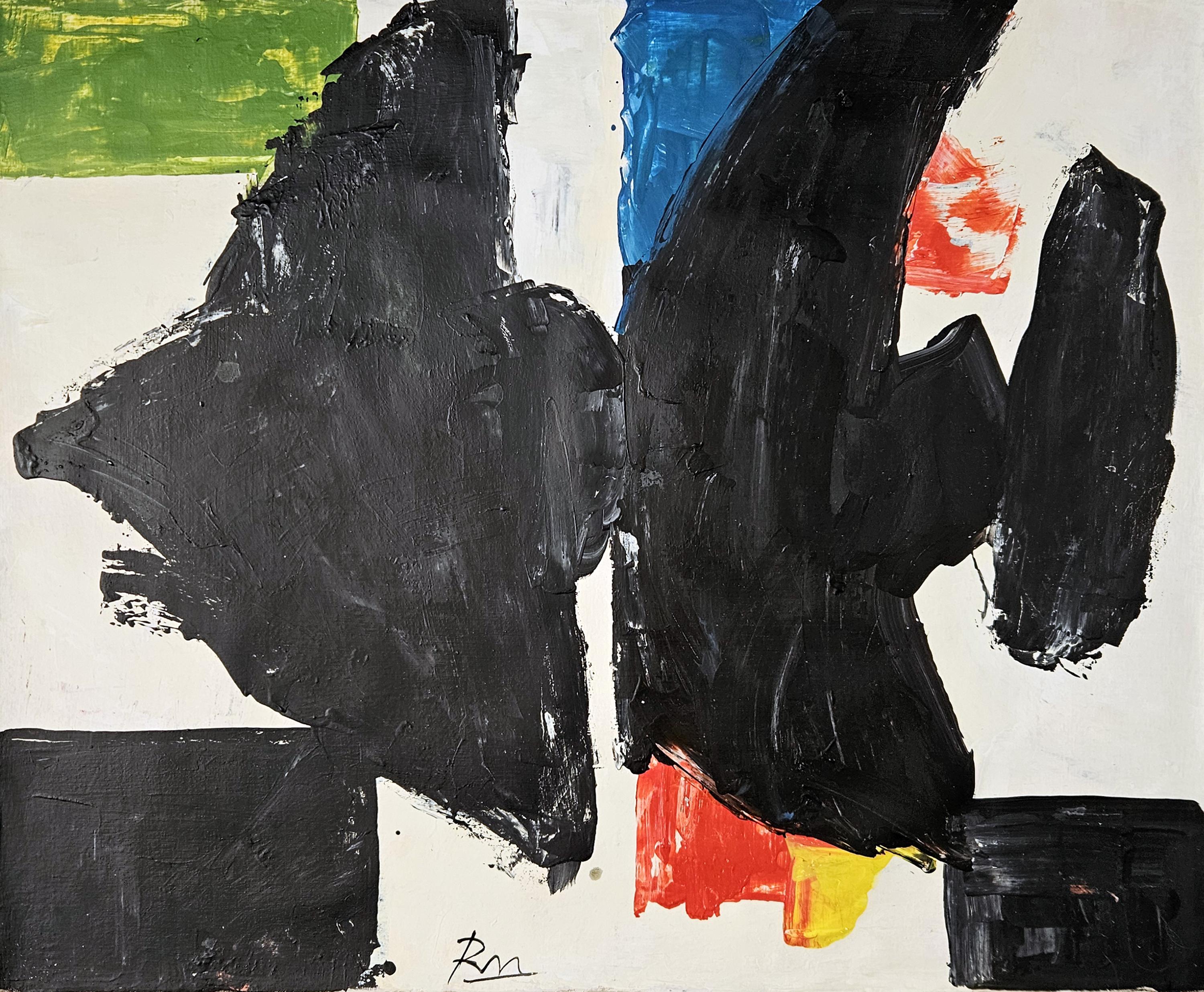 ロバート・マザーウェルのサイン入り絵画 抽象画 アメリカンアート
