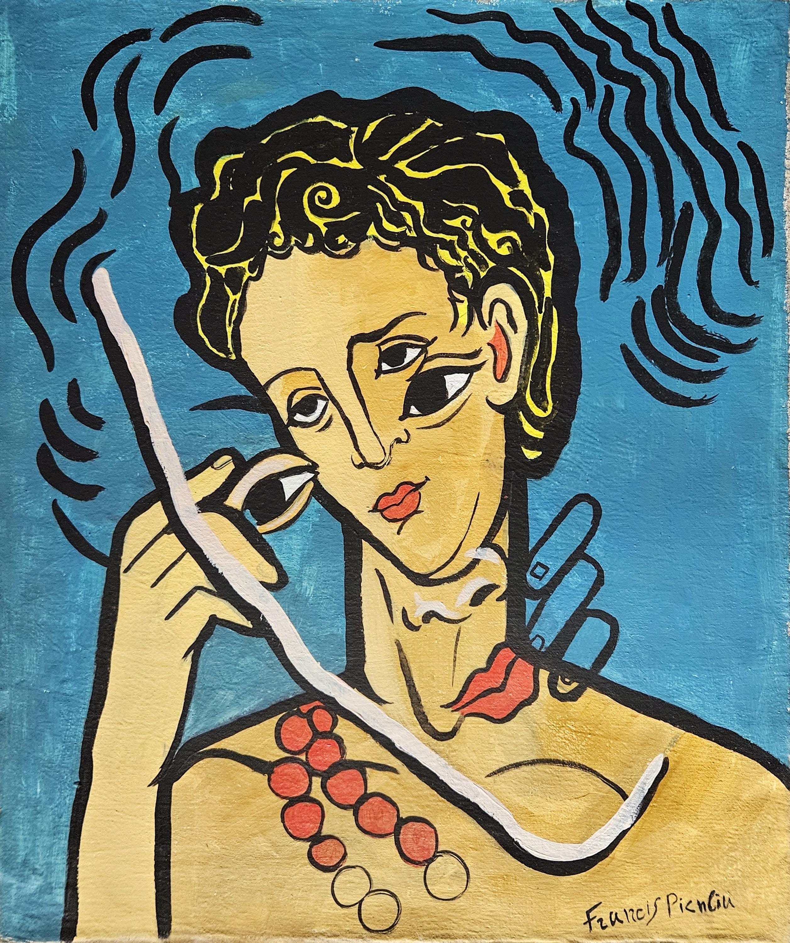 Francis Picabia Signed Vintage Oil Painting Abstract French