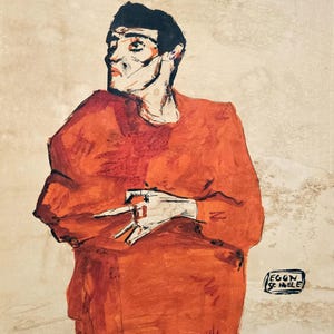 Egon Schiele Signerad Vintageteckning Figurativ Expressionistisk Österrikisk Konst