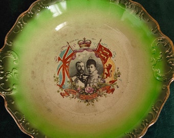 Antiguo Rey Jorge V Reina María Coronación 1911 Souvenir Bowl Inglaterra