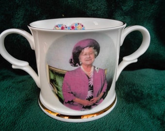 Royal Crown Duchy Pottery  Queen Elizabeth The Queen Mother  90th Birthday two handled loving cup