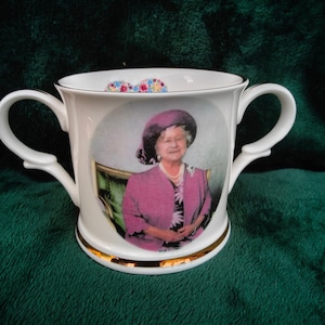 Royal Crown Duchy Pottery  Queen Elizabeth The Queen Mother  90th Birthday two handled loving cup