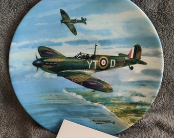 Coalport Reach for the skies limited edition collectors plates, RAF, World War 2 planes with certificates