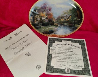 Vintage Thomas Kinkade "Lamplight Brooke" Limited of Edition oval plate.