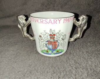 Queen Elizabeth & Duke Of Edinburgh Silver Wedding Loving Cup - Paragon