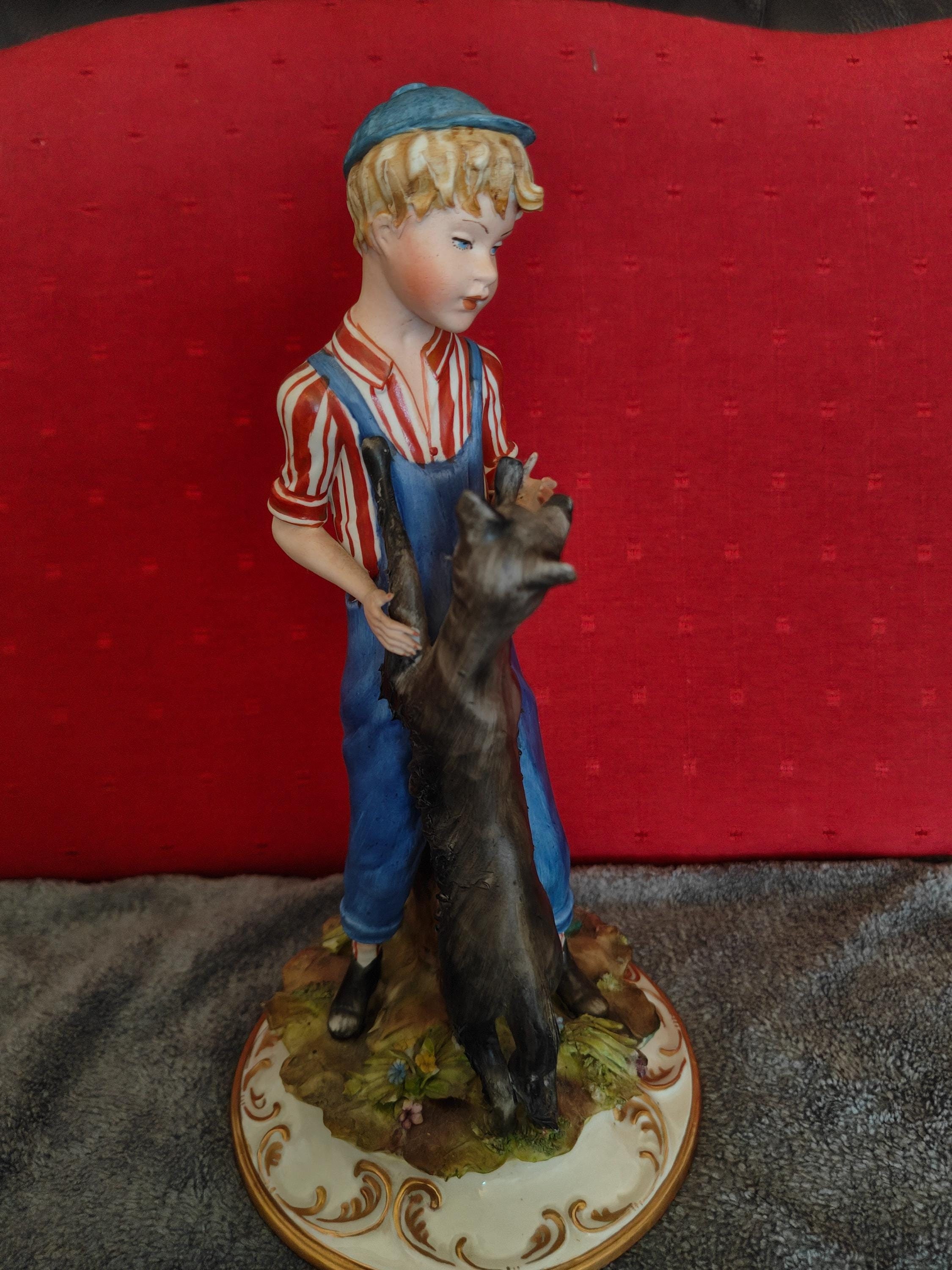 Vintage Capodimonte Dog and Boy Figurine - Etsy
