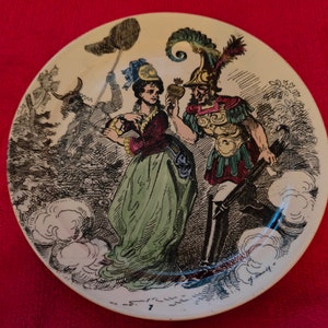 Vintage French Creil et Montereau 19th century plates signed Charles Hamlet. Antique Wall Decoration Hanging plates