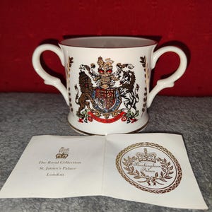 Sevarg Fine Bone China Queen Elizabeth II 50th Wedding Anniversary 2 handled Loving Cup
