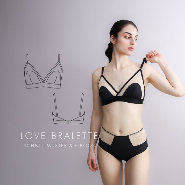 LOVE Bralette - PDF Sewing Pattern & E-Book, Lingerie, Lingerie Sewing Pattern, Bralette Sewing Pattern (E-Book in German) Sizes XS - 3XL