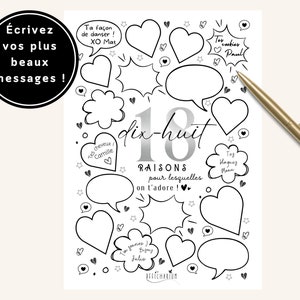 Affiche noire et argent anniversaire "18 raisons pour lesquelles on t'adore", carte anniversaire 18 ans, déco anniversaire - à imprimer