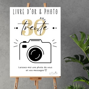 Affiche livre d'or photo 30 ans - pancarte livre d'or photo, décoration anniversaire 30 ans à imprimer - téléchargement immédiat
