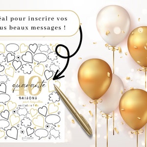 Affiche anniversaire 40 raisons pour lesquelles on t'adore, cadeau 40 ans, carte anniversaire, décoration anniversaire 40 ans À IMPRIMER immagine 3