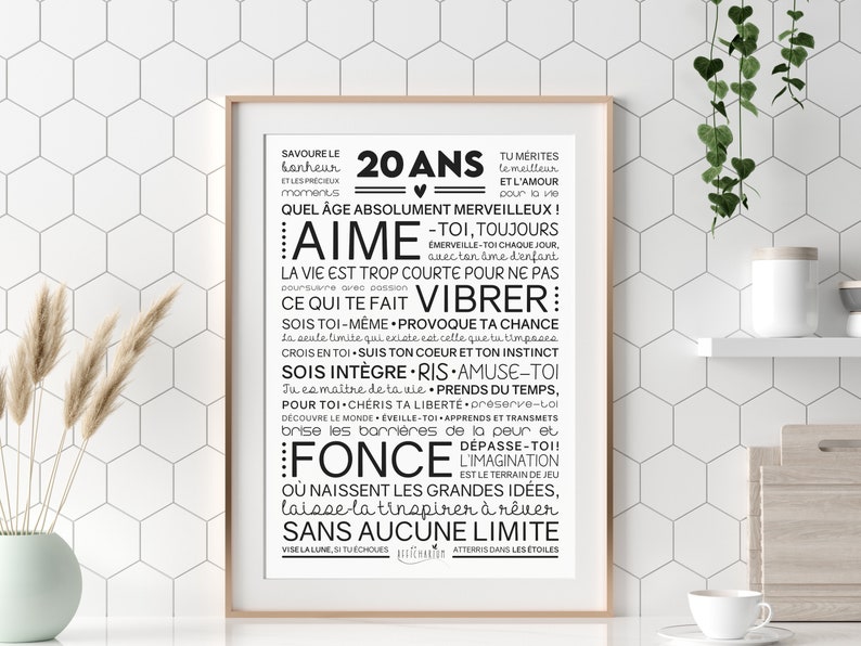 Affiche inspirante et motivante pour anniversaire 20 ans cadeau 20 ans affiche murale de mots Téléchargement immédiat À IMPRIMER image 7