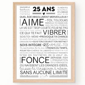 Affiche inspirante et motivante pour anniversaire 25 ans | cadeau 25 ans | affiche murale de mots | Téléchargement immédiat | À IMPRIMER
